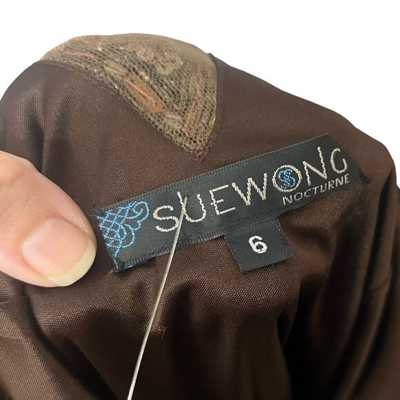 NEW Y2K Sue Wong Nocturne Beaded Cocktail Dress Fairy Whimsigoth Crinkle - Picture 10 of 14